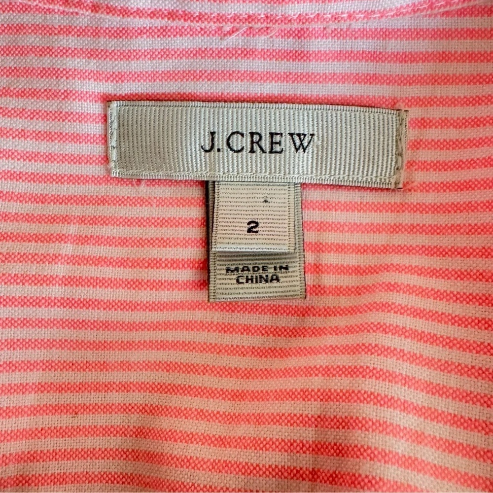 J. Crew Pop Over Embroidered Pink Stripe Long Sleeve Button Shirt Women 2 Office - Picture 5 of 7